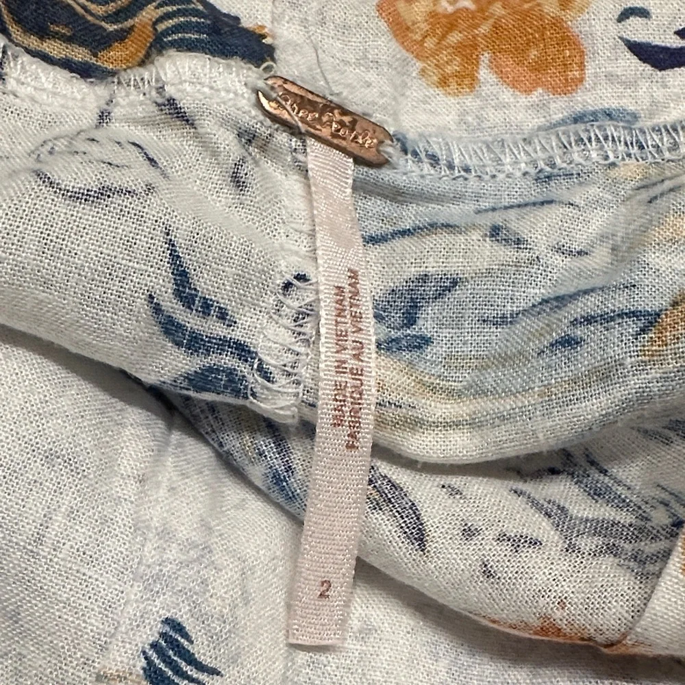 Free People Women's Size‎ 2 Blue and Orange Floral Midi Dress